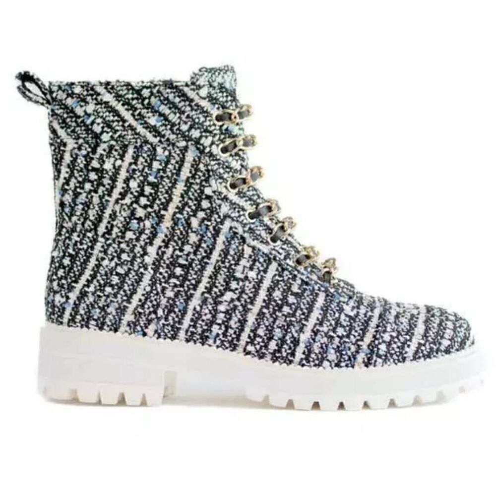 Anthropologie Cecelia New York Tweed Chance Hiker Combat Boots Size 9